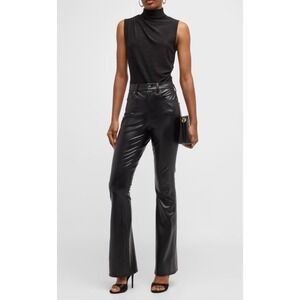 Veronica Beard Beverly High-Rise Skinny Flare Faux Leather Jeans Black Pants 25